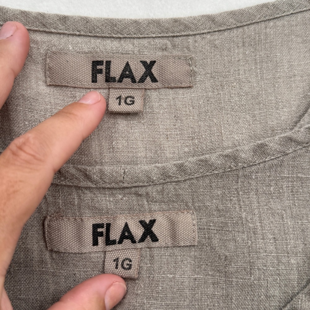 FLAX 100% Linen 2 Piece Set Cardigan and Tank Top Oatmeal Womens 1G Lagenlook - Picture 6 of 12
